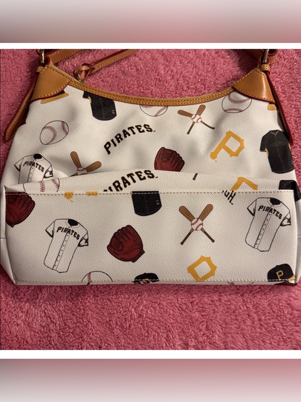 Dooney & Bourke Pirates Print hobo Bag in White/Tan - Picture 3 of 5